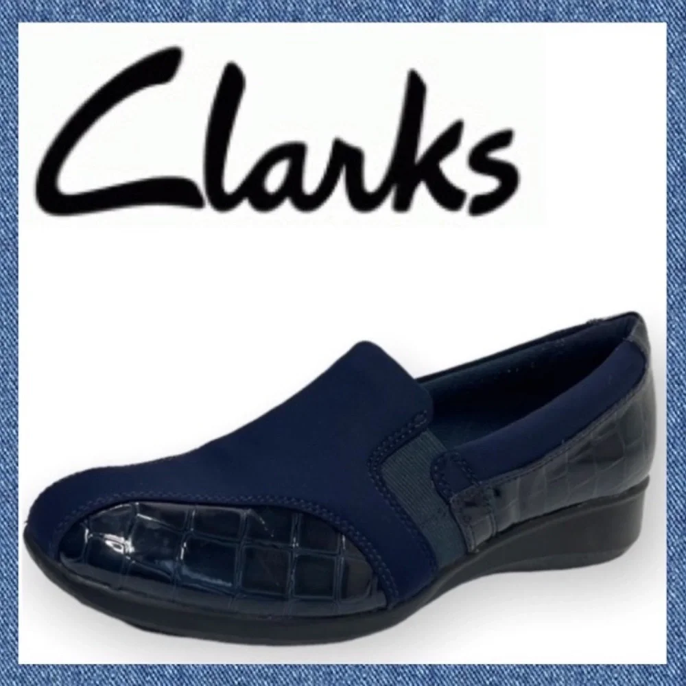 Clarks Comfort Slip On Gael Beam Loafers Navy Blue Size 8.5